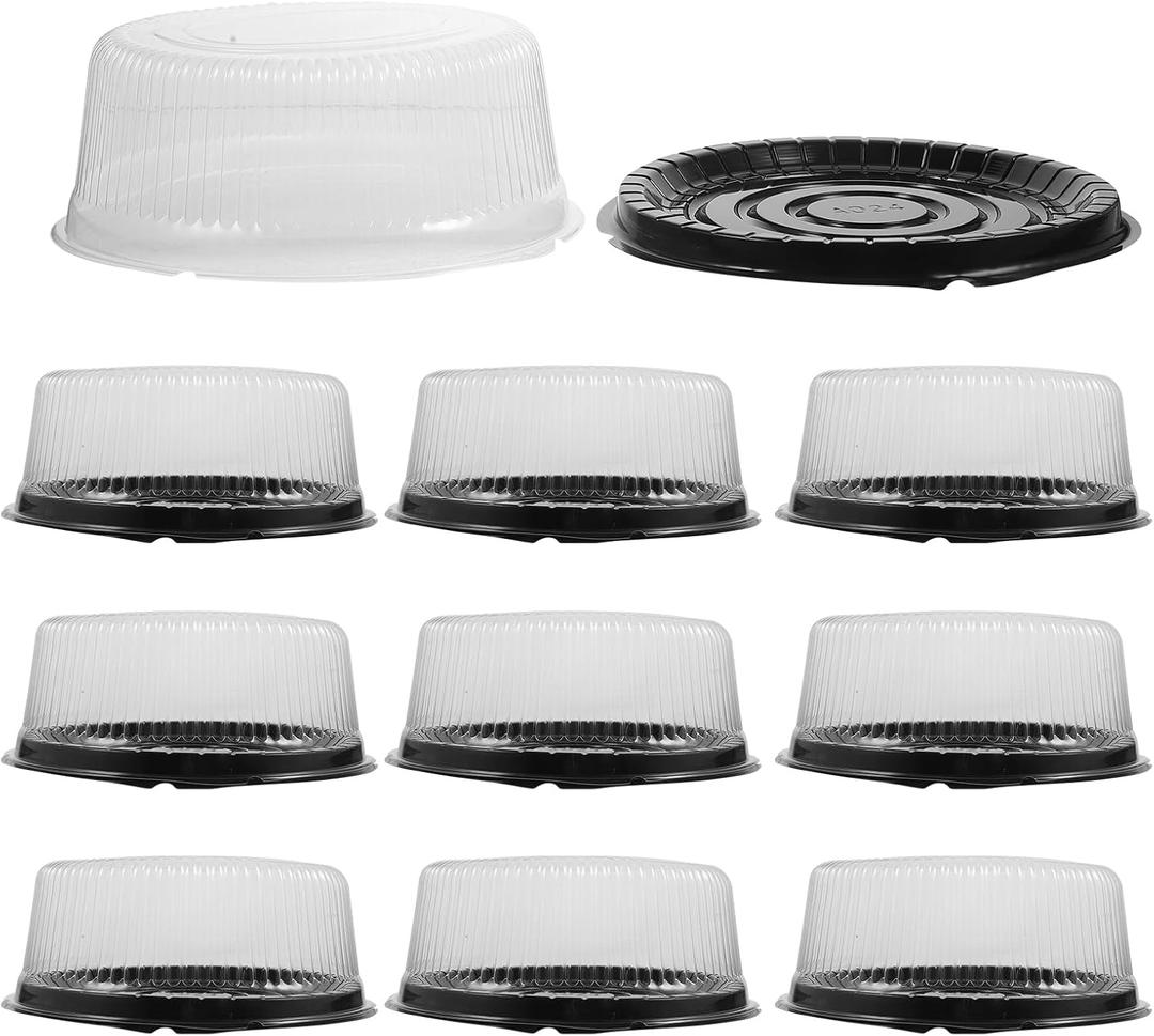 Luxshiny 9 pcs 8inch Disposable Cake Containers, Plastic Cake Carrier with Dome Lids and Cake Boards Clear Disposable Cake Holder for Transporting Storing Displaying