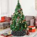 FOTSHARER Christmas Tree Collar Black 28.8 Inches Large Christmas Tree Collars for Artificial Trees Xmas Tree Base Cover Round Velvet Halloween Trees Stand Cover for Holiday Party Santa Decorations