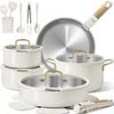 CAROTE 21pcs Tri-Ply Stainless Steel Cookware Set with Detachable Handle, 21 Piece