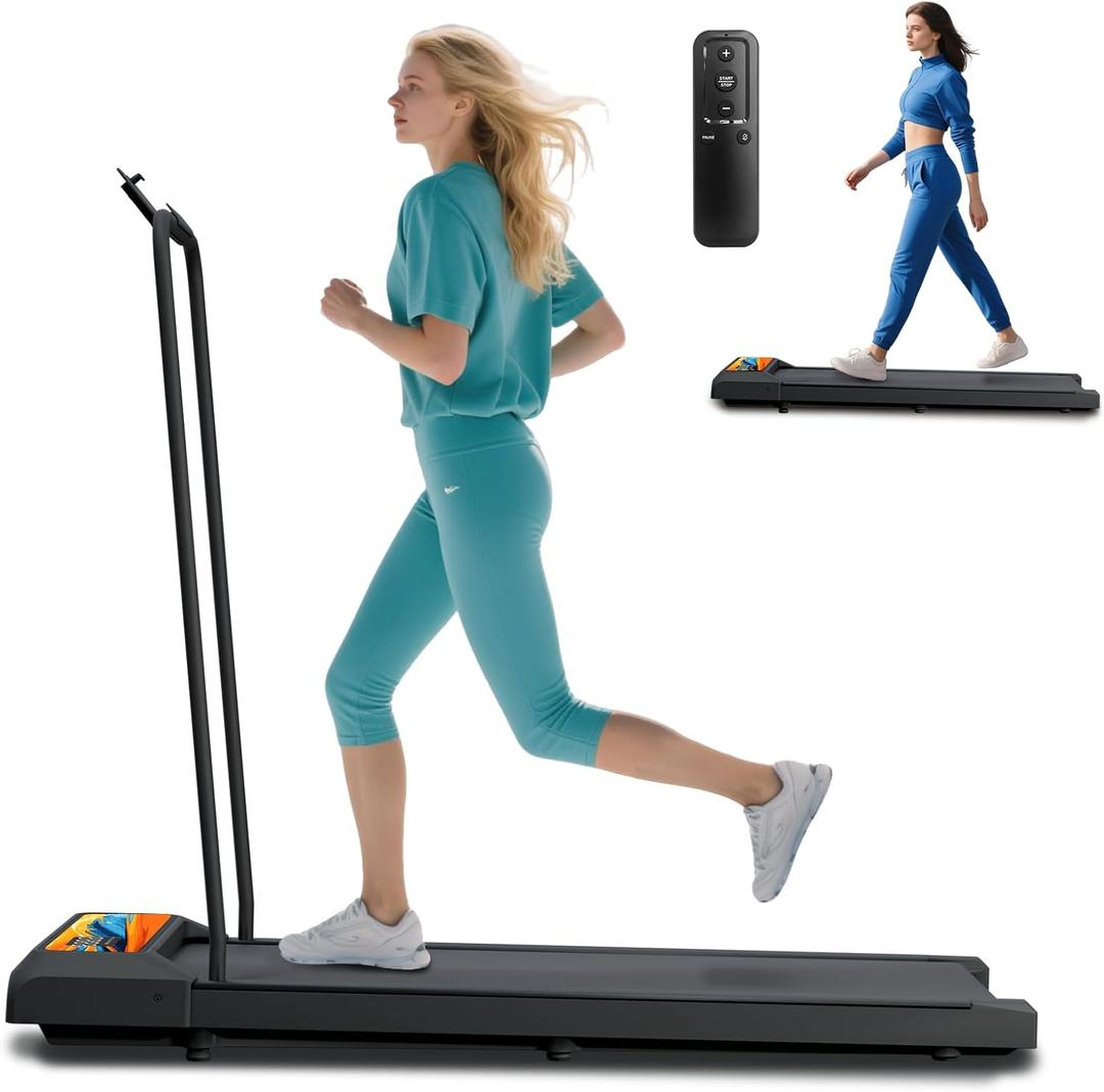 NAYSAYE Walking Pad with Handle Bar, Walking Pad Treadmill with Incline, Walking Treadmills for Home with Screen, 2 in 1 Portable Under Desk Treadmill for Home, Remote Control, Smart App (Black)