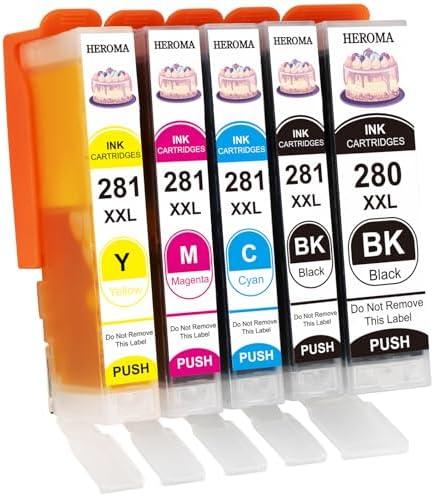 HEROMA PGI-280XXL CLI-281XXL 280XL 281XL Ink Cartridges Replacement for Canon PIXMA TS702 TS702a TR8620 TR8620a TR7520 TS6320 TS9520a Printers