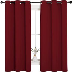 NICETOWN Holiday Christmas Decor Thermal Insulated Solid Grommet Blackout Curtains/Drapes for Living Room (1 Pair, 42 by 63 inches, Burgundy Red)