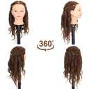 Mannequin Head with 100% Real Human Hair, Cosmetology Mannequin Doll Head for Styling Hairdresser Practice Training Head (Brown)