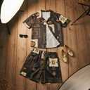 OPTRANEST Inc Kids Baroque Printed Black Shirt and Shorts Set for Boys | Premium Cotton Twill Summer Outfit | Stylish Casual Party Wear (3-4 Years)