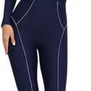 Women Rash Guard Long Sleeve One Piece Swimsuit Surfing Bathing Suit Athletic Swimwear (XX-Large, Navy Blue)