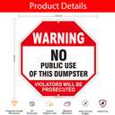No Dumping Sign, No Public Use of Dumpster Sign, Violators Will Be Prosecuted, 2Pack-12"x12" Engineer Grade Rust Free Reflective Aluminum, Fade/Weather Resistant, UV Protected, Easy to Mount