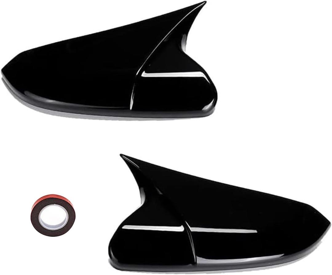 Moonlinks Compatible with 2016-2021 Honda Civic Side Ox Horn Mirror Cover Overlay, Glossy Black LH & RH Side Door Rearview Mirror Cap Trim for 10th Gen Civic,2019-2022 Insight,(1 Pair)
