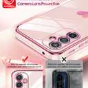 LeYi for Samsung Galaxy A54 5G Case with Tempered Glass Screen Protector [2 Pcs]+ Full Camera Lens Protection,Love Heart Plating Girly Women Cute Luxury Soft TPU Shockproof Case for A54 5G,Pink