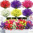 Alupssuc 24 Bundles Artificial Flowers for Outdoors, Faux Spring Flowers for Decoration, UV Resistant Silk Morning Glory with Eucalyptus Realistic Fake Flowers for Yard Planter Porch Garden, 5 Colors