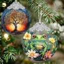 Frog Stained Glass Orament - Christmas Ornament - Christmas Decorations for Tree - Holiday Present ldeas - Gift Exchange