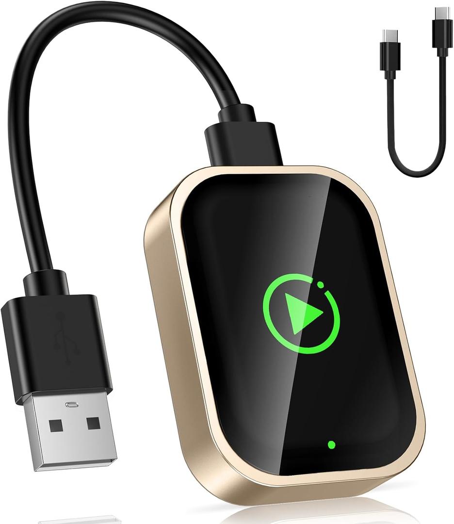 Wireless Carplay Adapter for Apple iPhone, Converts Wired CarPlay to Bluetooth Wireless, Mini Car Play Screen Dongle with USB A/C for Cars 2018+ with Built-in Wired Carplay, Auto-Connect, No Delay