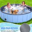 Extra Large Foldable Dog Pool 107x20, EPN Heavy Duty Hard PVC Collapsible Dog Pool for Large Dogs and Kids, Leakproof Non-Slip Pet Wading & Bathing Tub with Drain, for Indoor & Outdoor Use