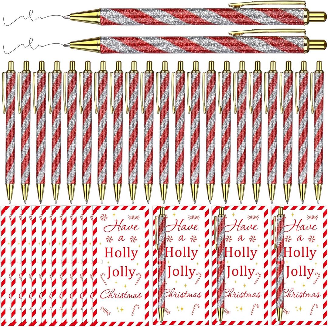 20 Sets Christmas Employee Appreciation Gifts Include Candy Glitter Christmas Pens with Inspirational Greeting Cards Thank You Gift for Coworkers Employee Staff Team Teacher Office Appreciation