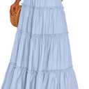 PRETTYGARDEN Boho Maxi Skirts for Women Trendy Summer 2026 Spring Long Flowy A Line Tiered Skirt Beach Vacation Clothes Dress (Blue, L)