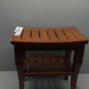 Bamboo Shower Bench Stool with Storage Shelf, Waterproof Shower Chair Spa Bath Seat, Shower Stool for Inside, Bathroom Bench Seat for Adults Elderly Seniors for Indoor or Outdoor Use,(Walnut)