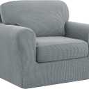 SUBRTEX Stretch Sofa Slipcovers, 3 Pieces Sofa Covers, Back Cushion Covers, Furniture Protector, Collection for Oversized Sofa, Loveseat or Chair, Slipcovers (Small, Grey)