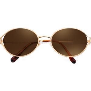 FEISEDY Retro Oval Small Sunglasses for Women Men 90s Trendy Classic Gold Frame Round Shades UV400 Protection B9164