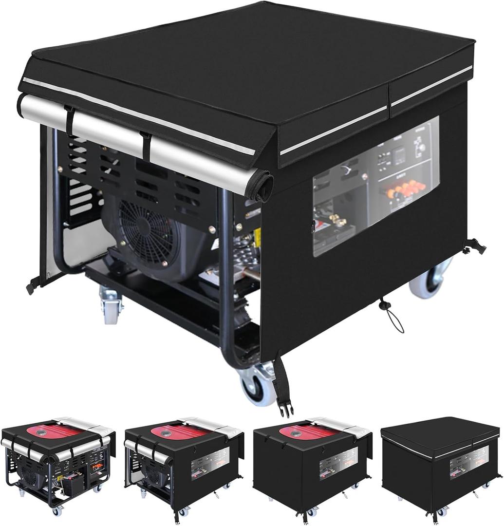 Generator Covers while Running,38''L28''W27''H,Waterproof Generator Covers for Outside with Top Opening and Visual Operation Window,Double-layer Fabric,Suitable for 5000W-15000W Generators,Black