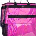 Reusable Grocery Bag with Wheels (Large, Glitter Pink), Shopping Trolley with 8 Pockets and Zipper Cover Foldable Rolling Tote for Women, Kitchen, Travel, Carries Up to 76LBS