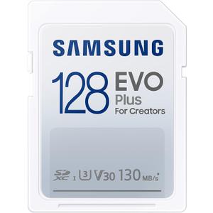 SAMSUNG EVO Plus Full Size 128 GB SDXC Card 130MB/s Full HD & 4K UHD, UHS-I, U3, V30 (MB-SC128K/AM)