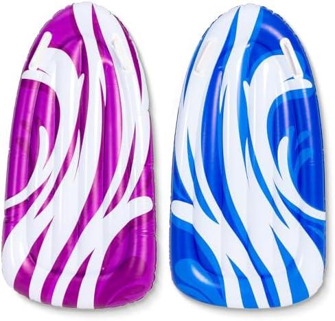 JOYIN 2 Pack Inflatable Body Boards for Water Slides, Body Board for Slip Slide, Swimming Pool Floating Learn to Swim, Summer Water Fun Toy for Kids and Toddlers (Blue, Purple)