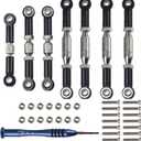 ShareGoo Aluminum Turnbuckle Pull Rod Steering Linkages Arm Tie Rod Ends Servo Link Rod with Screwdriver Compatible with WLtoys 144001 1/14 RC Car Buggy,Black