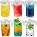 6 Pcs 4 Quart / 1 Gallon Plastic Pitchers with Lids Iced Tea Pitchers Drink Container with Twist Cover Tea Jug for Fridge Water Juice and Fridge Storage, Dishwasher and Freezer Safe