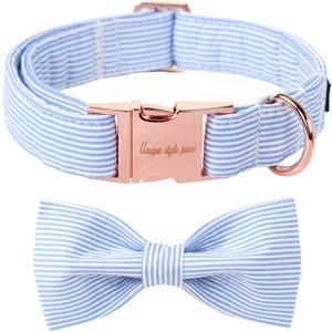 Unique Style Paws Pet Soft &Comfy Bowtie Dog Collar and Cat Collar Pet Gift for Dogs and Cats 6 Size and 7 Patterns (Stripe)