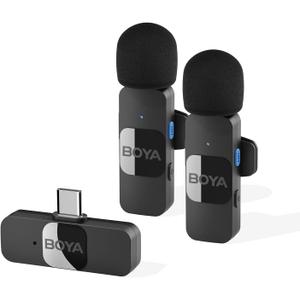 BOYA Wireless Lavalier Microphone for Android USB C Smartphone Tablet External Noise Canceling Mini Lapel Type C Microphone for iPhone 15 Clip-On Mic for Video Recording Podcast YouTube Live Streaming