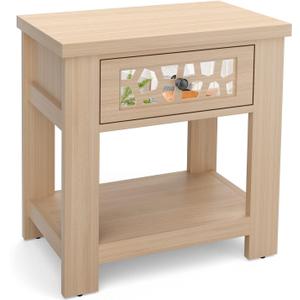 Natural Nightstand Bedside Table End Table Sofa Side Table Multifunctional Design Smooth Slide Out Drawer and Open Shelf Wide Tabletop Drawer Panels with Unique Mirror Design Anti Slip Foot Pads Natural Nightstand Bedside Table End Table Sofa Side Table Multifunctional Design Smooth Slide Out Drawer and Open Shelf Wide Tabletop Drawer Panels with Unique Mirror Design Anti Slip Foot Pads