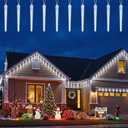 Brightown Christmas Icicle Lights Outdoor, 20ft Meteor Shower Lights with 20 Large Tube 480 LED Dropping Effect, Waterproof Icicle Indoor for Tree Patio Roof Holiday Decor, Cool White