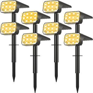 Solar Spot Lights Outdoor Waterproof IP65, [8 Pack/100 LED/4 Modes] Solar Landscape Spotlights, Auto On/Off High Lumens Spot Lights for Yard Garden Pathway(Warm White)