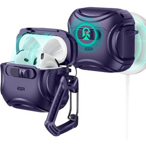 ESR for AirPods 4 Case, Compatible with AirPods 4 Generation Case (2024) (USB-C), Compatible with MagSafe, Drop-Proof Lock, Easy Open, Cyber Series, Purple