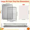 2 Set Extra Large Air Fryer Baskets for Oven 18.5" x 12.8" Stainless Steel Air Fryer Basket and Tray with 50 Pcs Parchment Papers Baking Sheet for Grilling Cooking Dishwasher and Broiling