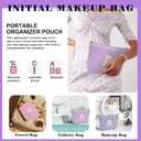 Travel Makeup Bag Organizer - Travel Essentials, Initial Travel Toiletry Bag with Zipper | Small Makeup Bag for Purse Cute Purple Stuff Birthday Gifts for Women Mom Daughter, Purple Letter L