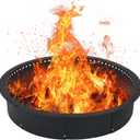 Smokeless Fire Pit Ring for Outside, 36 Inch Heavy Duty Metal Insert with Air Vents for Better Burn, Outdoor Firepit Ring for Backyard, Patio, Camping, Smokeless Wood Burning Use