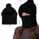 Hat and Scarf Set for Women - One Piece Hat Beanie Winter Face Mask for Women/Men, Warmer Beanie Neck Scarf Ski Snow Hats (Black)