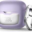 SURITCH Magnetic Bumper Case Compatible with JBL Tune Flex Earbuds, Rugged Shockproof Protective Covers for JBL Tune Flex with Magnetic Lid Lock & Carabiner & Cleaning Kit & Removal Tool, Purple