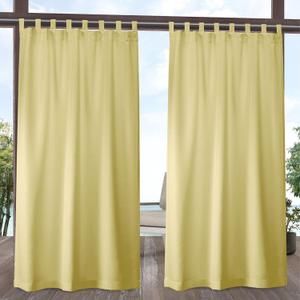 Exclusive Home Cabana Solid Indoor/Outdoor Light Filtering Hook-and-Loop Tab Top Curtain Panel Pair, 54"x108", Sundress
