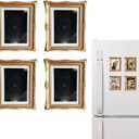 4 Pack Magnetic Picture Frames for Refrigerator - 3"x2" Vintage Photo Frames(Dimensions with Card Size2.4" X 1.6"), Antique,Ornate,Paintings, Home & Office Decorative Gift (Pink)