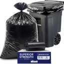 Plasticplace 95-96 Gallon Garbage Can Liners Heavy Duty 1.5 Mil Black Trash Bags Tear-Resistant Outdoor Garbage Bags for Rollaway Bins Large 61" x 68" Industrial-Strength Waste Bags (25 Count)