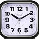 4.5" Compact Analog Alarm Clock, Silent Readable for Seniors, Easy to Set, Gradual Rise Alarm, Big Numbers, On/Off Switch on Side, Gentle Wake, Snooze, Lighted on Demand, Battery Operated, Black