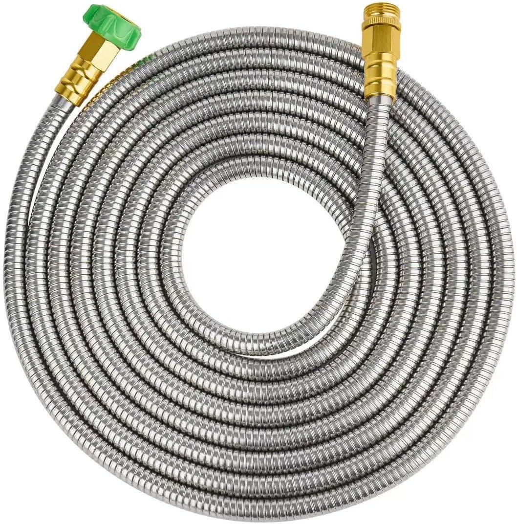 SKYWARD 304 Stainless Steel Garden Hose 20 ft with Female to Male Metal Connector, Anti-Leakage, Flexible & Lightweight Kink Free Water Hose, Easy to Use & Store (20ft)