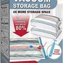 10 Large Vacuum Storage Bags with Hand Pump, Large Vacuum Seal Bags for Clothing, Space Saver Bags for Travel Lugggage, Blankets, Comforters