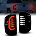 KEWISAUTO Tail Lights for Silverado 1500 2014-2019, Smoked Full LED Rear Brake Stop Light Taillights for Chevy Silverado 1500 2500HD 3500HD / GMC Sierra 3500HD Dually 2015-2019 Accessories (2PCS)