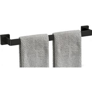 24 Inch Bathroom Towel Bar SUS304 Stainless Steel Matte Black Towel Holder Wall Mounted Heavy Duty Towel Rack Bathroom Towel Rod Modern Square Base Design(1, Matte Black, 24 Inch)