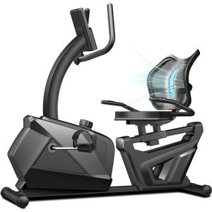 CURSOR FITNESS Recumbent Exercise Bike, Quiet Recumbent Stationary Bike for Adults & Seniors, Magnetic Stationary Bike with 16-Level Resistance, Supports 350LB, Heart Rate Handle & LCD Display, CBR80