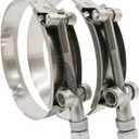 ROADFORMER 5" T-Bolt Hose O.D. Clamp: 122mm- 130mm (4.81" - 5.12") Hose Clamp for 5 inch Hose Outer Diameter, Stainless Steel Bolt and Band, Floating Bridge and Nylon Insert Locknut, 2 Pack