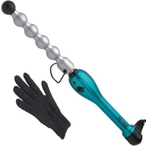 Bed Head Rock N Roller Clamp Free 2-in-1 Curling Wand | Round Barrel for Tousled Waves (Blue)