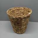 Boho Wicker Trash Can with Lid,Waterproof Bathroom Trash Can Hand Woven Wicker Waste Baskets for Kitchen Office Bedroom (1.3Gallons, Seagrass)